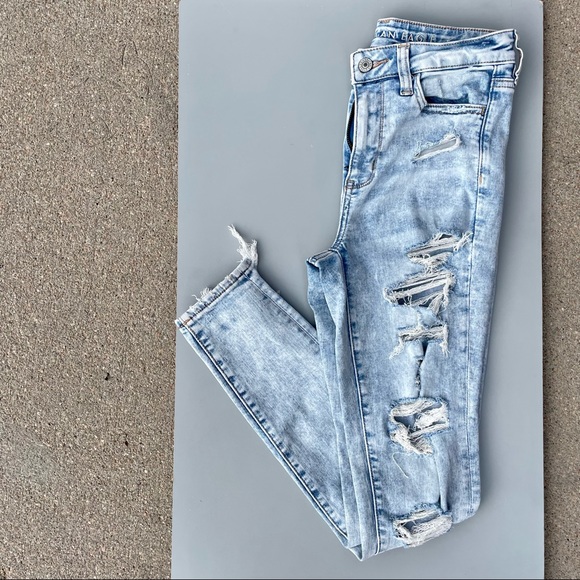 American Eagle Outfitters Denim - American Eagle Distressed High Rise Stretch Jeggings Jeans Denim Pants Size 4